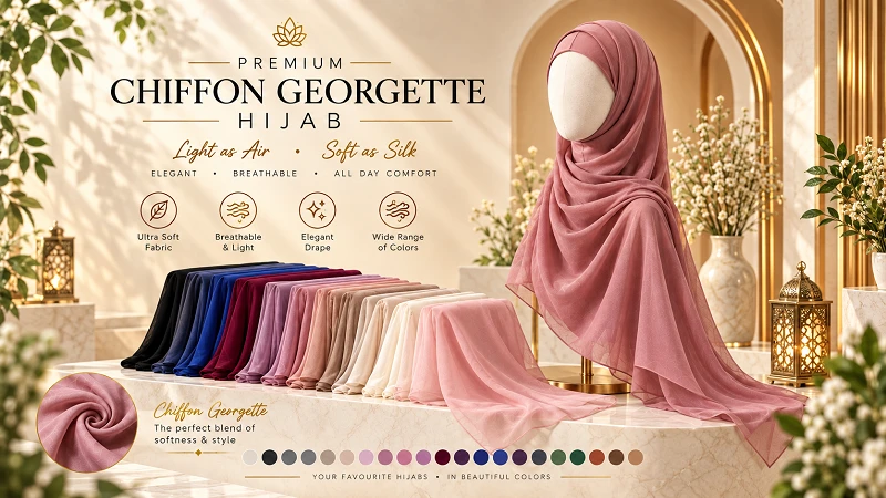 Lightweight chiffon hijab for women, ideal for everyday modest wear