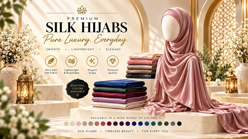 Elegant silk hijab for women, a smooth and graceful modest fashion accessory