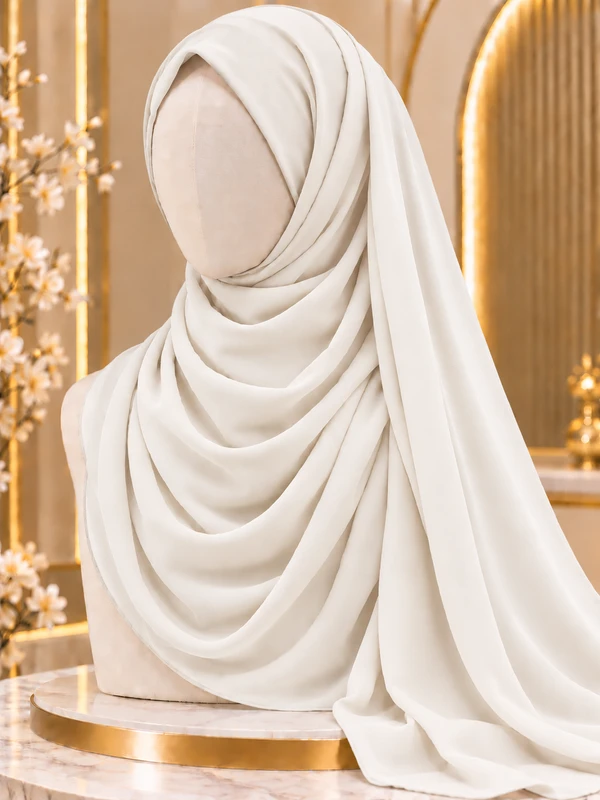 Off White Chiffon Georgette Hijab