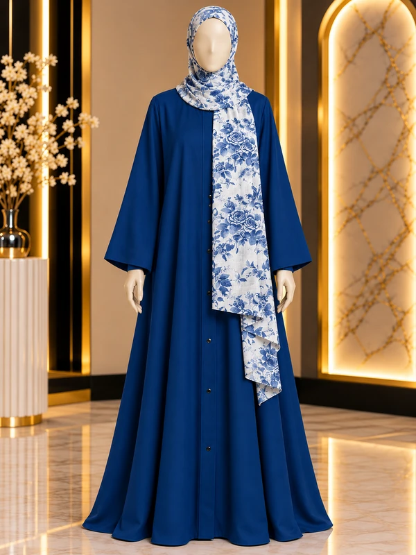 Deep Navy Blue Burberry Abaya