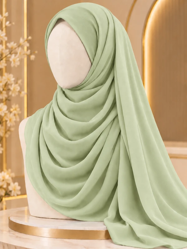 Pista Green Chiffon Georgette Hijab
