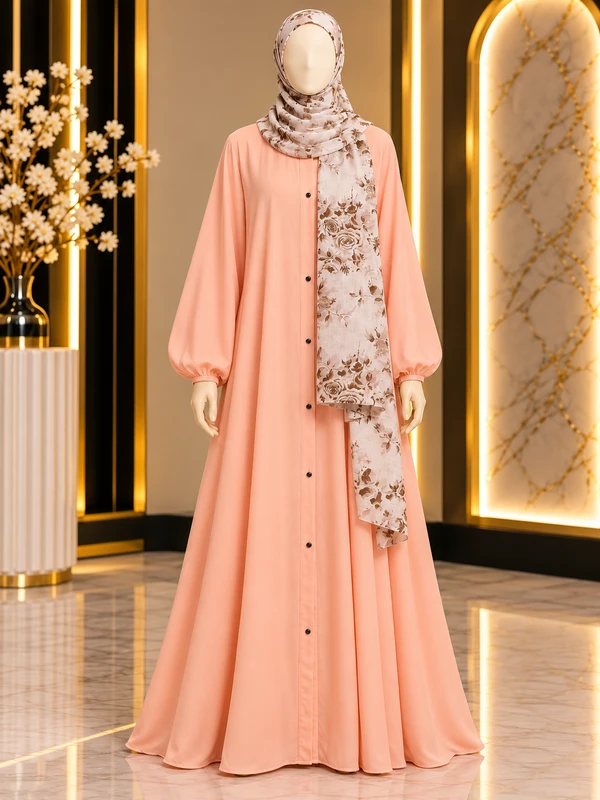 Peach Burberry Abaya