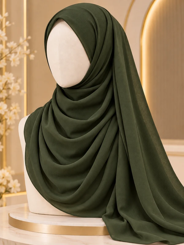Olive Green Georgette Hijab