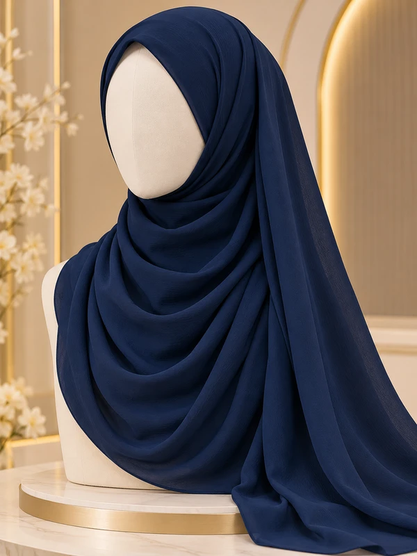 Navy Blue Georgette Hijab