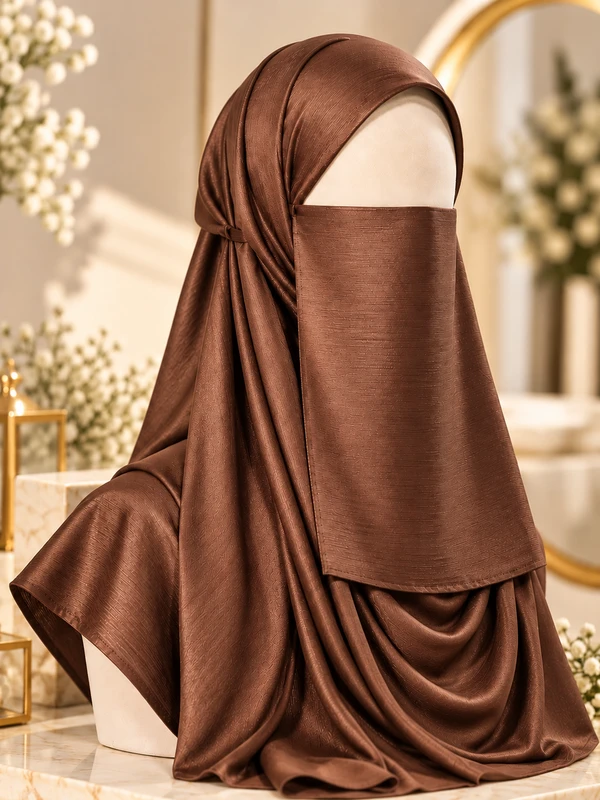 Copper Brown - Silk Matching Hijab and Niqab Set