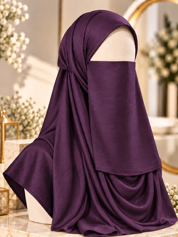 Deep Plum - Silk Matching Hijab and Niqab Set