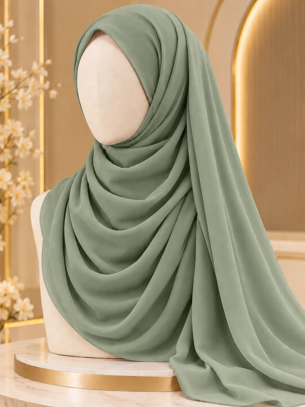 Zinc Green Chiffon Georgette Hijab