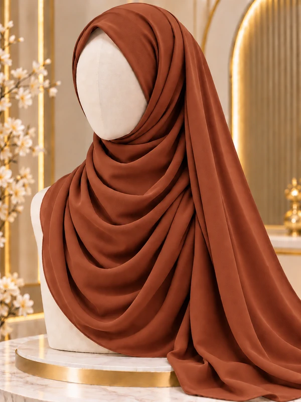 Rust Brown Chiffon Georgette Hijab