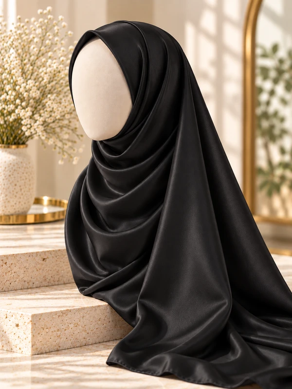 Black Silk Hijab