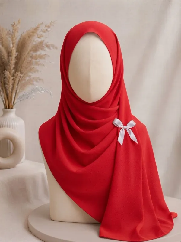 Bright Red  Georgette Hijab