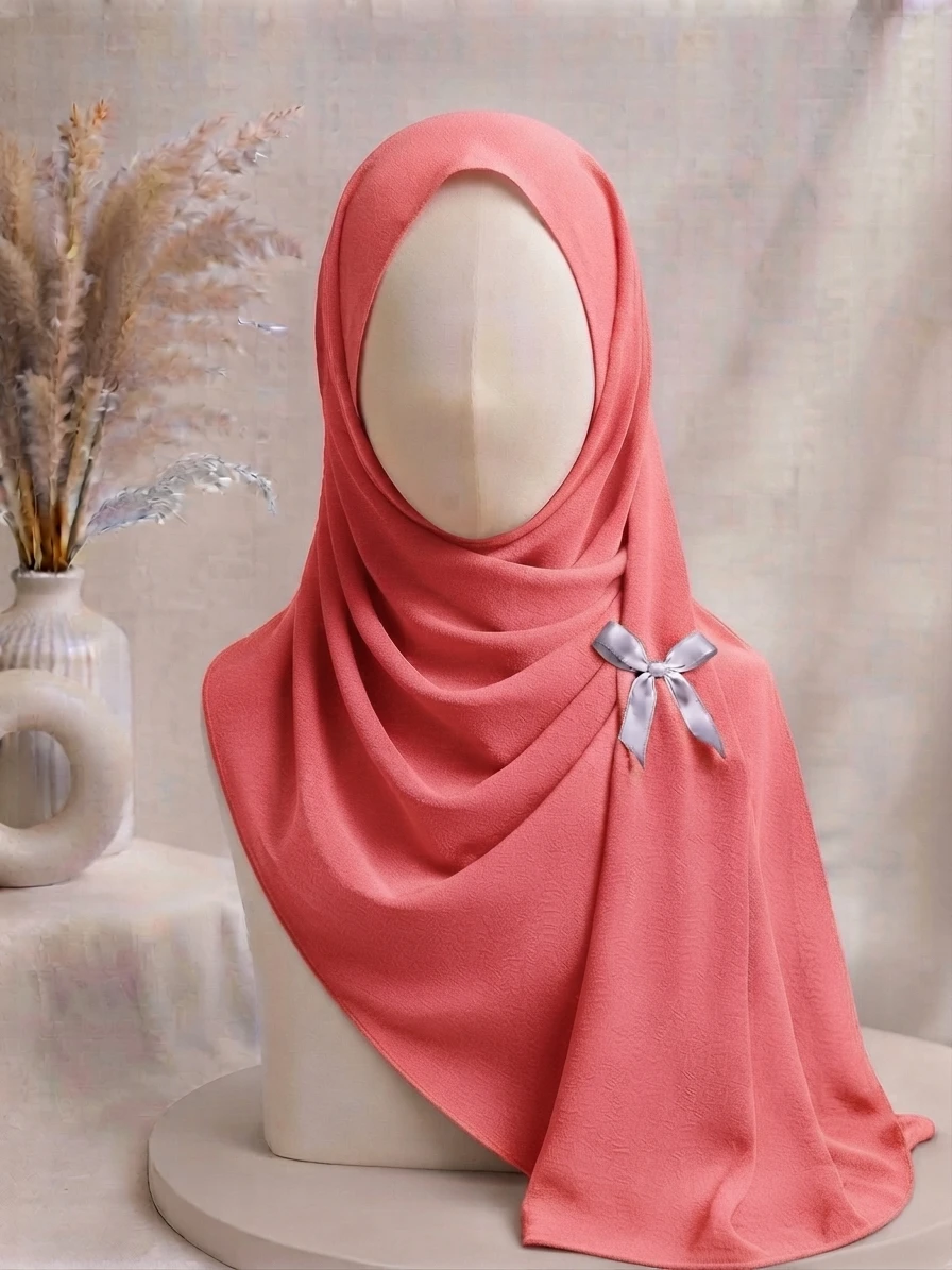 Coral Pink Premium Georgette Hijab - Image 1