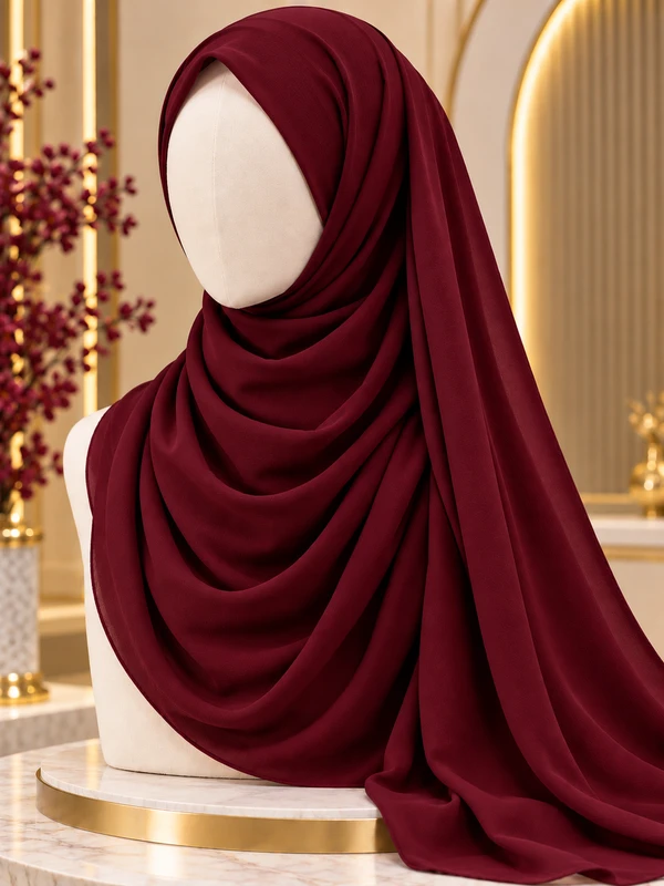 Burgundy Chiffon Georgette Hijab