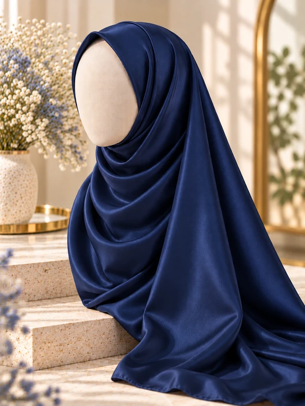 Navy Blue Silk Hijab