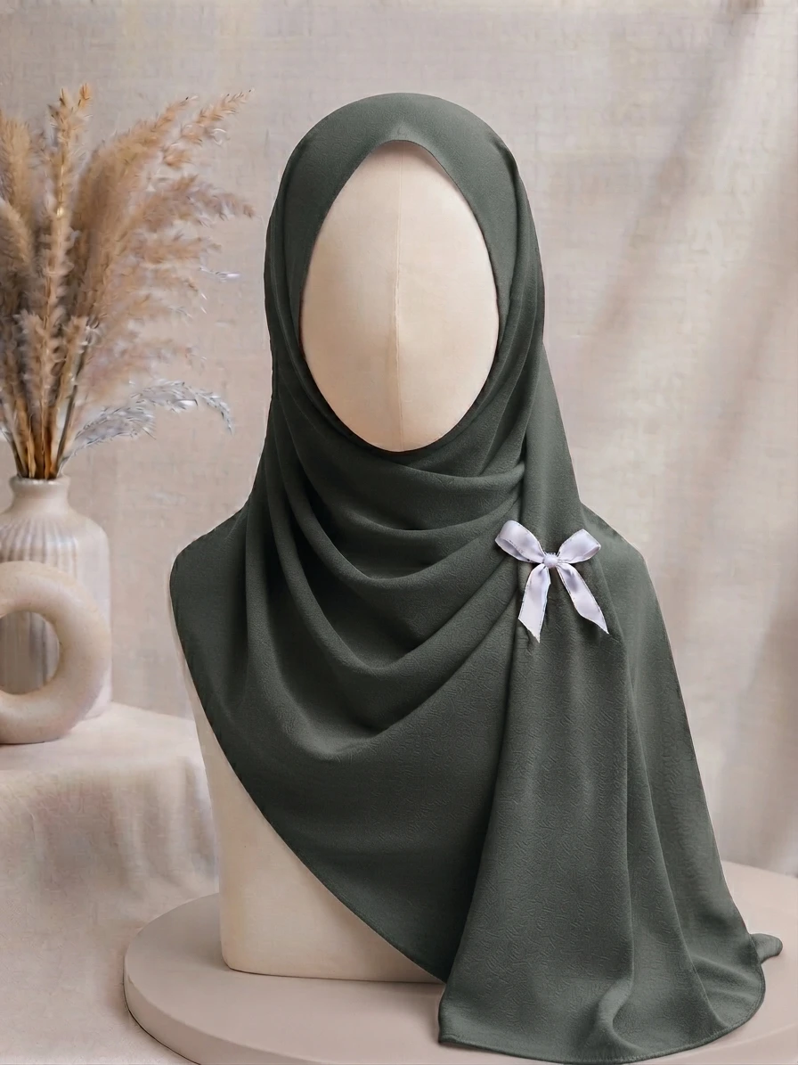 Greyish Green Georgette Hijab - Image 1