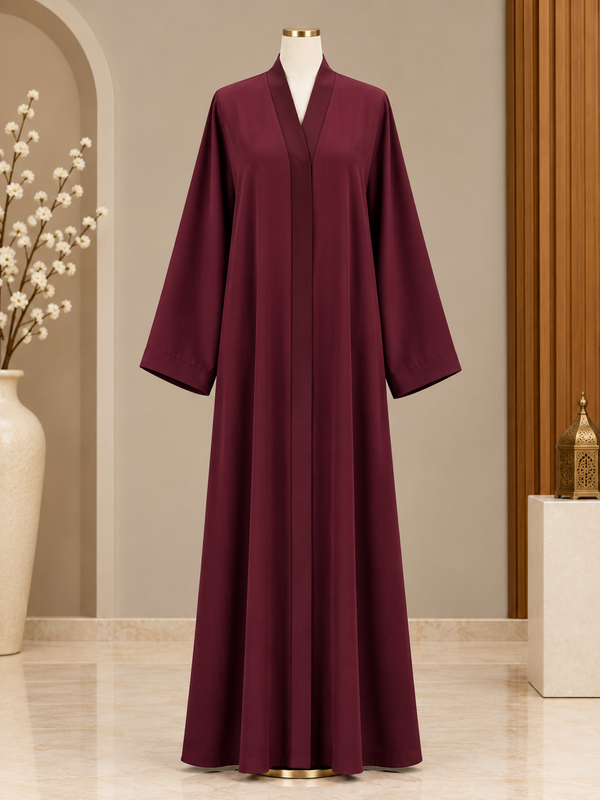 Maroon Plain MOULVI Classic Abaya