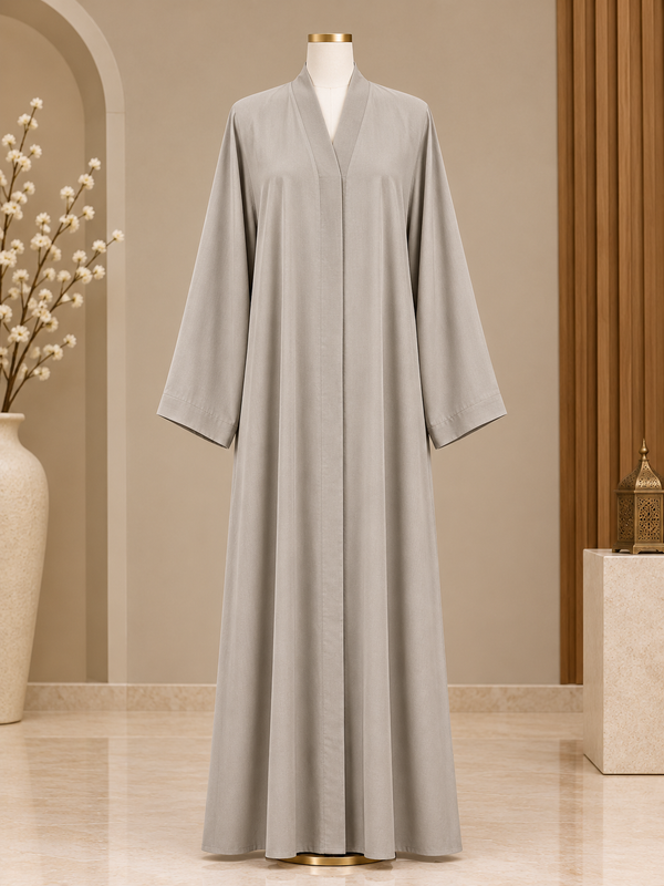 Light Grey Plain MOULVI Classic Abaya