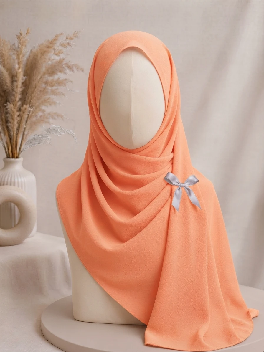 Peach Georgette Hijab - Image 1