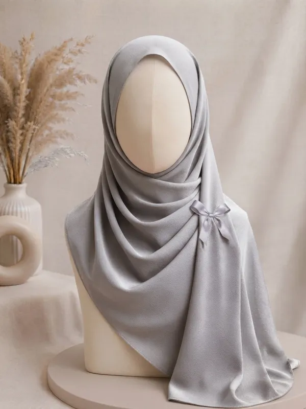 Silver Grey Georgette Hijab